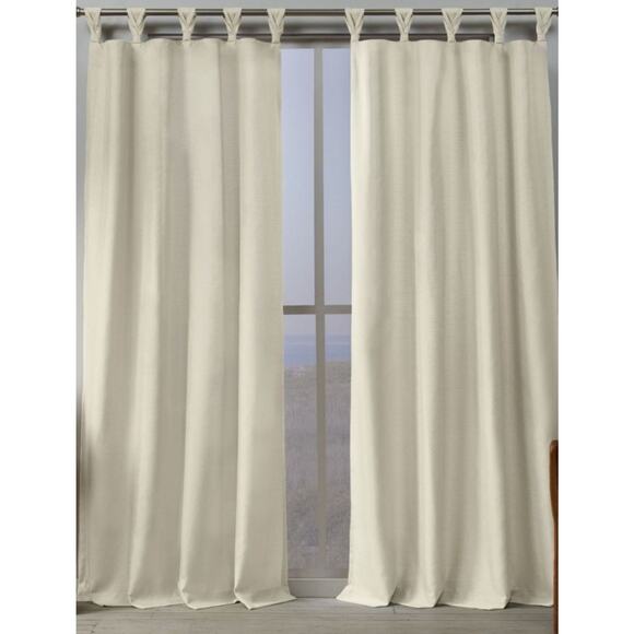 Exclusive Home 84x54" Loha Linen Braided Tab Top Curtain Panels Ivory* - Picture 1 of 6
